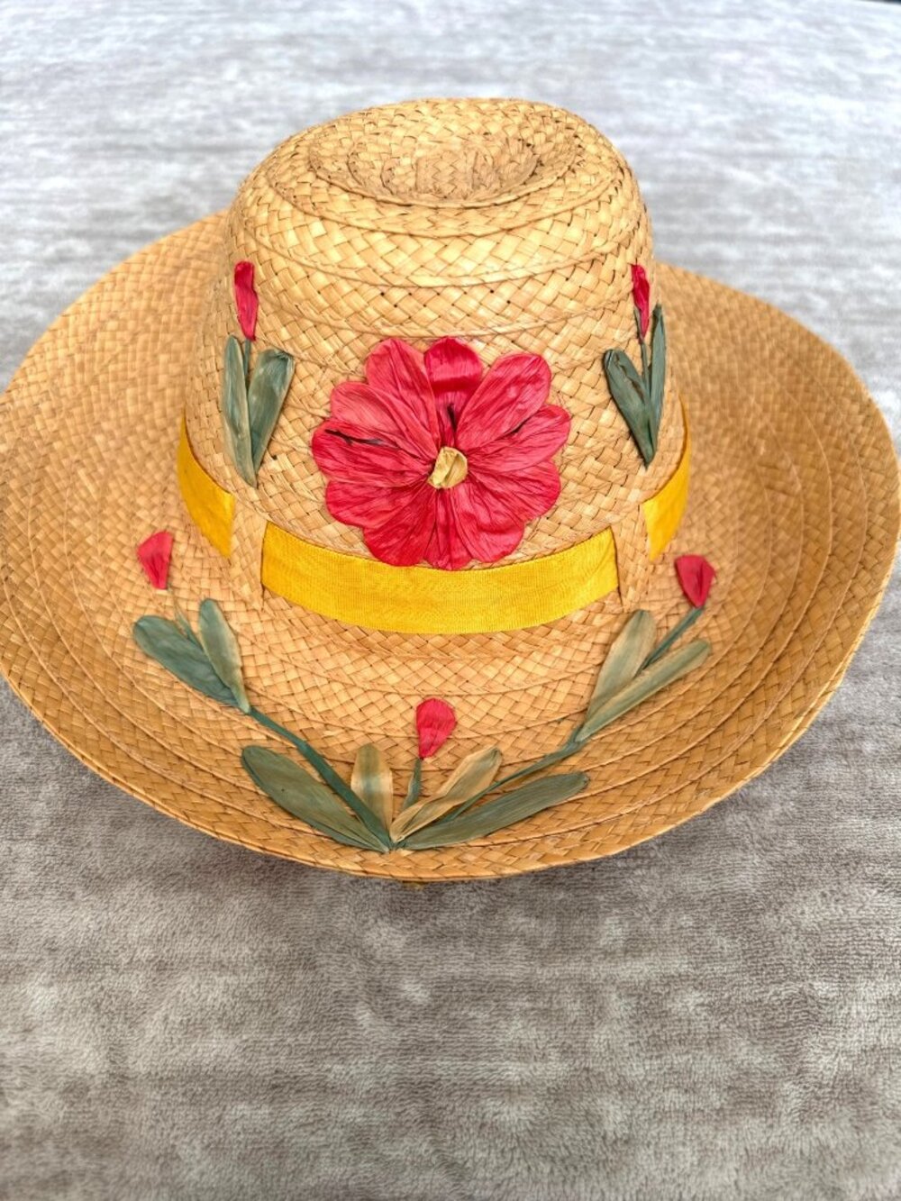 Kids Colorful Floral Straw Hat Sombrero XS Women's/Kids Size